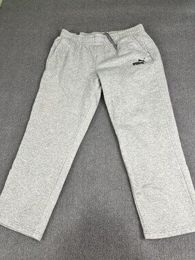 Puma Mens Grey Sweatpants Logo Joggers Elastic Waist XL